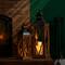 Glitzhome® Farmhouse Antique Diamond Wood & Metal Lanterns Set